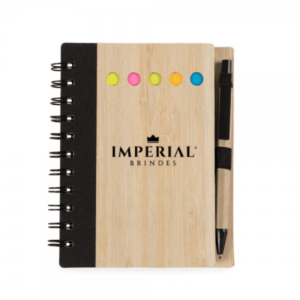 Bloco de Anotações Bambu com Caneta Personalizado