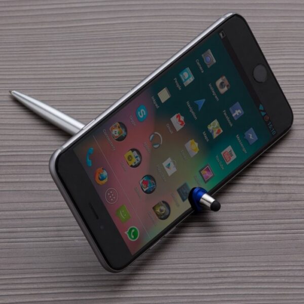 Caneta Plástica Touch com Suporte Celular Personalizada