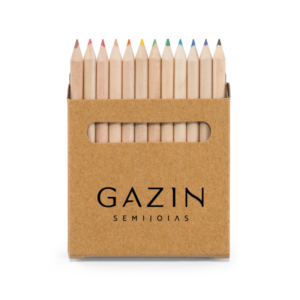 Caixa de Cartão com 12 Mini Lápis de Cor Personalizada