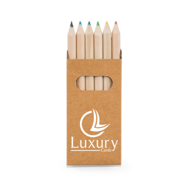 Caixa de Cartão com 6 Mini Lápis de Cor Personalizada