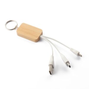 Chaveiro Bambu com Cabo Carregamento Personalizado Frete Grátis - Mínimo 20