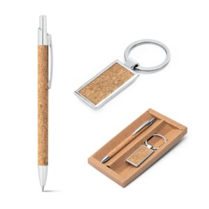 Kit Caneta e Chaveiro Natura em Cortiça Personalizado Frete Grátis - Mínimo 30